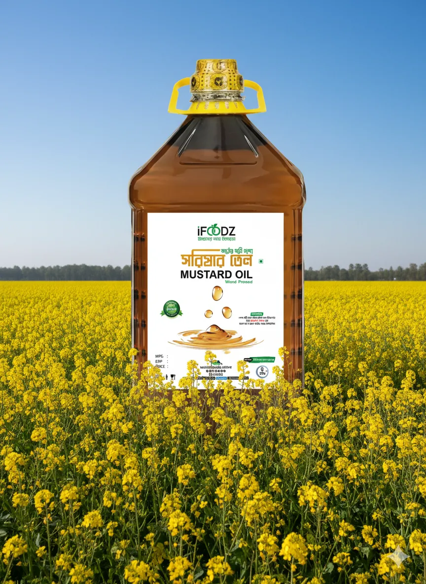 সরিষার তেল কাঠের ঘানি ভাঙা - MUSTARD OIL WOOD PRESSED - ৫ লিটার - iFOODZ